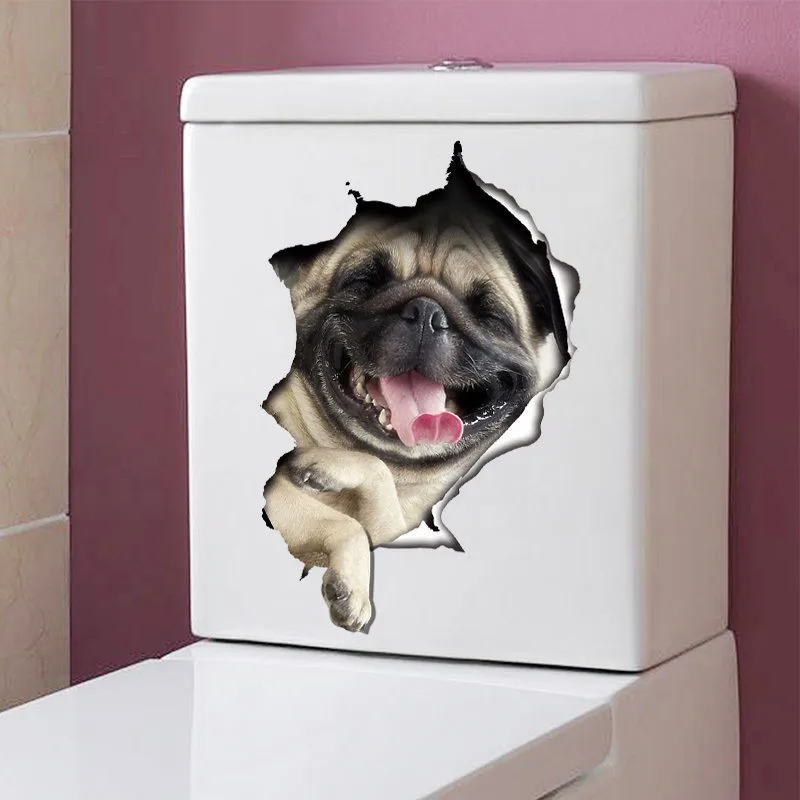 Мода DIY 3D Французский бульдог животное стикер стены Туалет наклейки для крышки домашний декор собака Хар