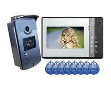 Freeship muti-apartamento 7 “Video de La Puerta Del Timbre Del Teléfono de puerta de Intercomunicación IR Cámara Del Monitor con RFID Keyfobs RFID Acceso cámara