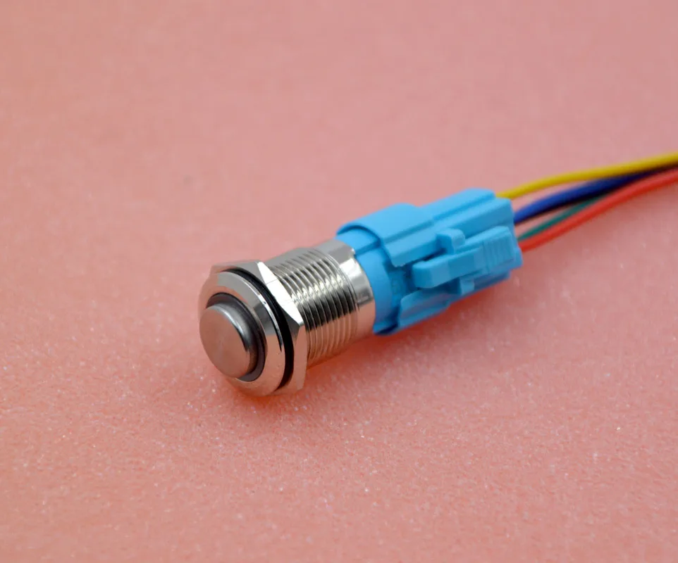 

NEW 16mm Metal High head Button Switch circular 24V self-locking reset waterproof with Lamp Plug Wholesale Sales