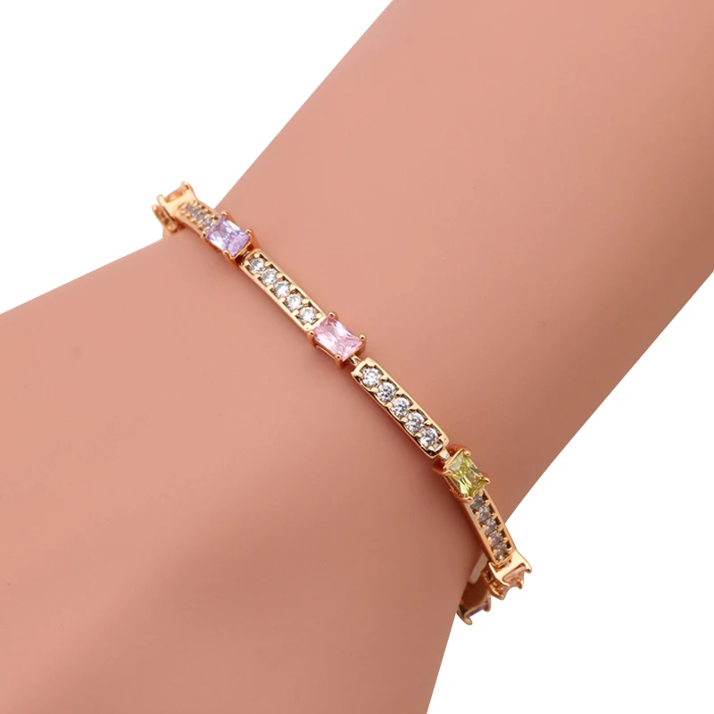 

Summer style Royal Color AAA Zircon & Crystal Gold tone Bracelets Health Nickel & Lead free Fashion jewelry TB623A