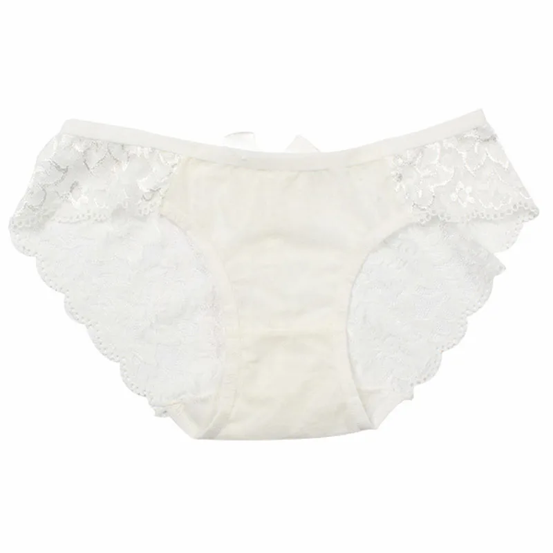 Women Sexy Lace Briefs Seamless Hollow Panty Floral Bowknot Underwear Knickers Solid Low Rise Intimates 14