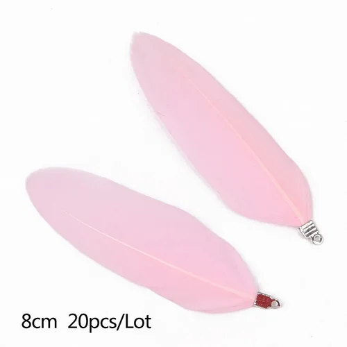 Pink 20 шт./лот, длина 8 см, подвески из натурального гусиного пера для сережек, ожерелий, ювелирных изделий, изготовление, товары для дома ручной работы, сделай сам - Цвет: Pink