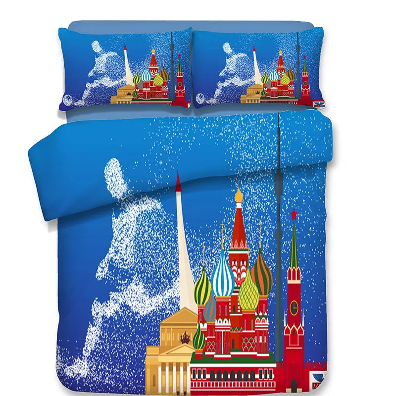 

2018 Football Print Bedding Set ,DEU/FRA/ARG/ESP Flag Printing 3pcs Bed Duvet Cover Set+pillowcase for Twin Full Queen King