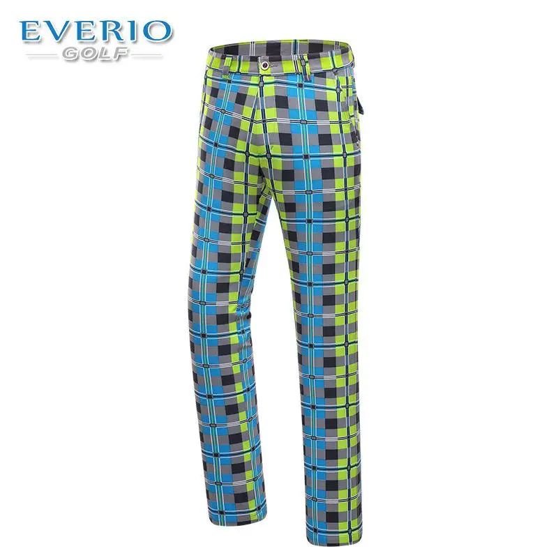 EVERIO Мужская спортивная одежда для гольфа быстросохнущие дышащие весенние летние Аутентичные британские клетчатые тонкие брюки для гольфа Кнопка Стиль