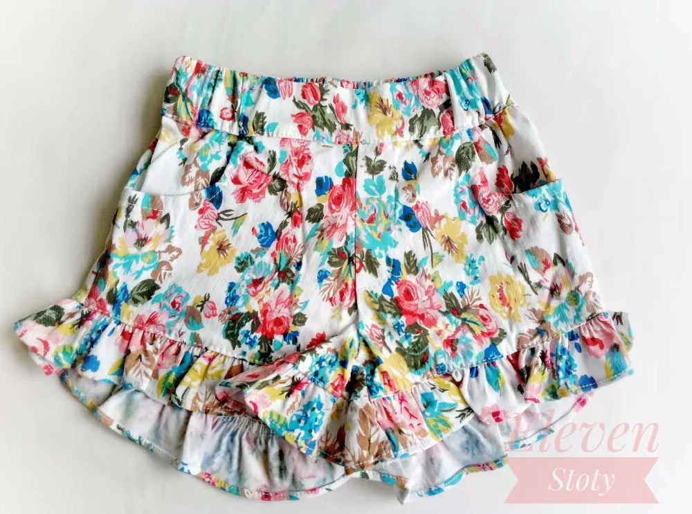 floral shorts for Girls, summer clothing, baby children Denim flowers