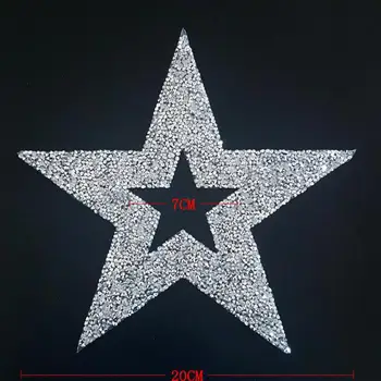 

2opcs Large Middle Hollow Five-pointed Star Hot Drilling Iron On Patches For Clothes Badges Sticker Jeans Parches Para La Ropa