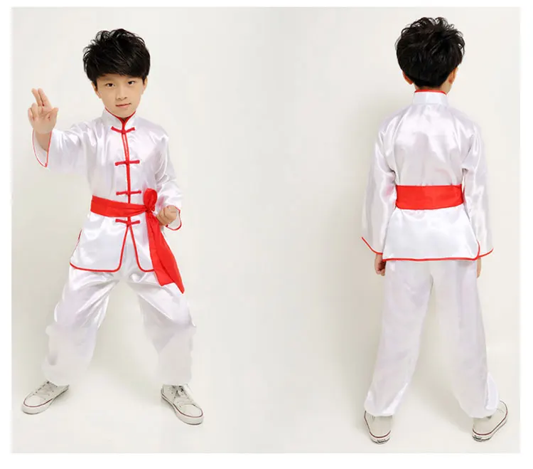 Tae Kwon Do Kids Wushu/Китайская традиционная одежда для мальчиков китайский костюм для кунг-фу Униформа кунг-фу для мальчиков и девочек костюмы кунгфу - Цвет: Бежевый