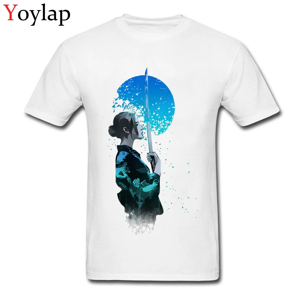 Cheap Printed On T-shirts Summer Pure Cotton O-Neck Tops Tees Short Sleeve Printed On Blue Moon Samurai Tee-Shirts Top Quality white