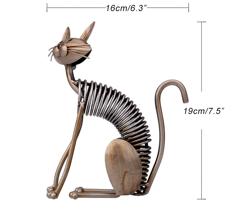 Европейские металлические весенние фигурки кошек, украшения, креативные железные весенние миниатюрные настольные фигурки для кошек, аксессуары для украшения дома, подарки