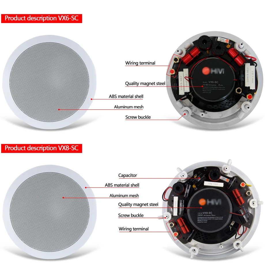 OUPUSHI VX8-SC VX6-SC 10-80 Вт высокого качества с низких и высоких частот Встроенные динамики дома фоне динамики в потолочный громкоговоритель