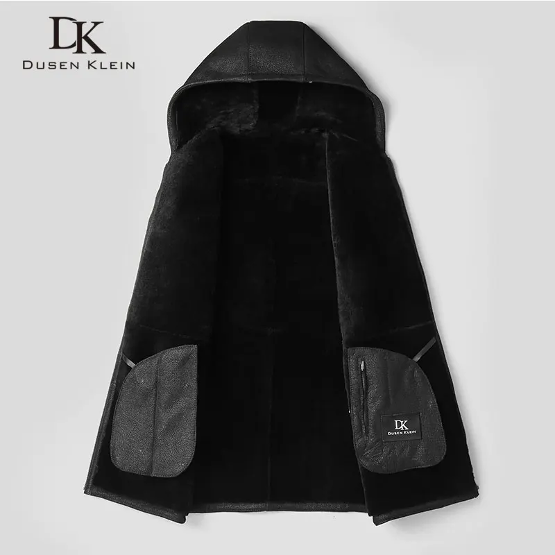 Мужская кожаная куртка из овчины черная теплая шерстяная натуральной овечьей