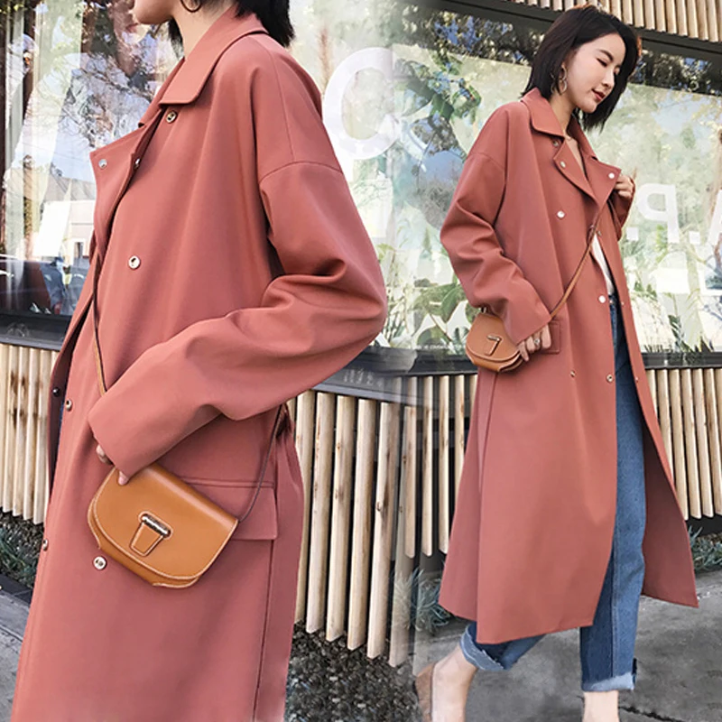 

Spring new wild loose thin knee thin windbreaker female Korean version of the long student jacket
