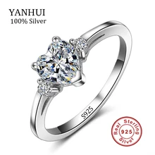 Anillo de Plata Del Corazón de La Joyería fina Real 925 Plata Esterlina Anillos de Boda Para Las Mujeres Del Corazón de la CZ Diamante Anillos de Compromiso Joyería JZR110
