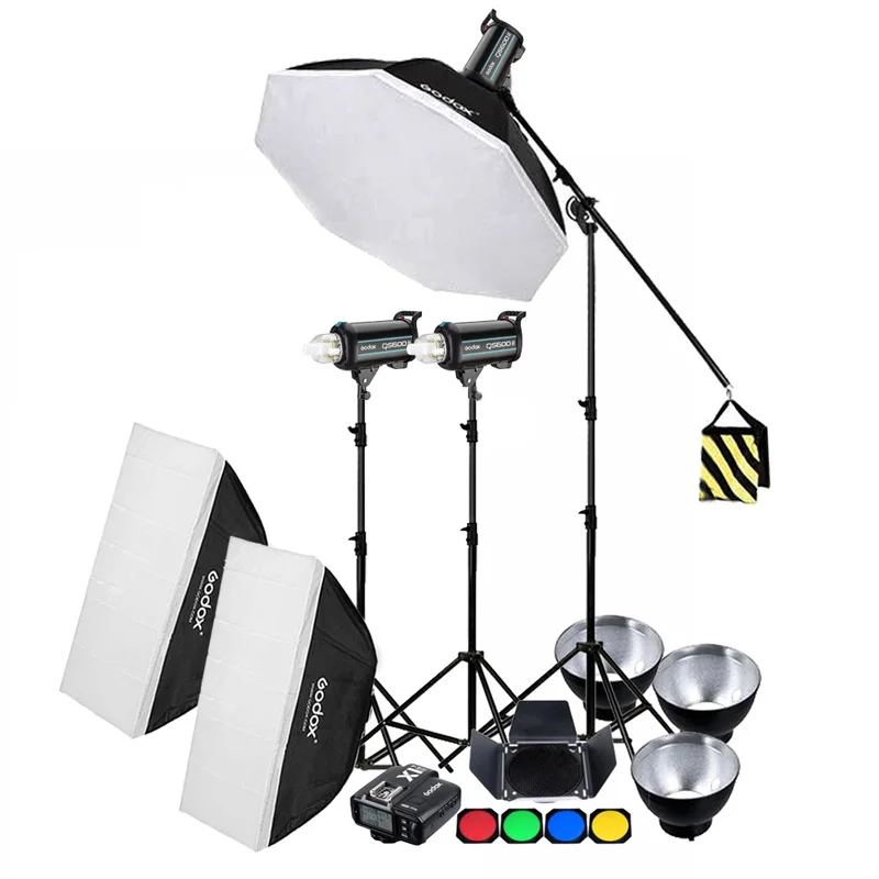 

3x Godox QS400II / QS600II / QS800II / QS1200II 2.4G Wireless X1T Transmitter Studio Strobe Flash Light Set Softbox Lighting Kit