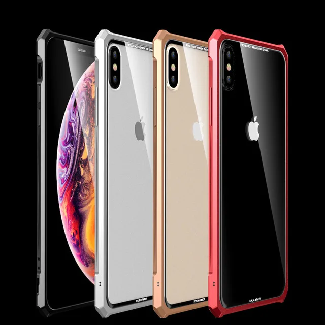 

for iphone XR Glass Shockproof Hard Cover For iphone XS Max XR 7 8 plus Aluminum Metal Armor Bumper Case For iphone 8 7 plus X