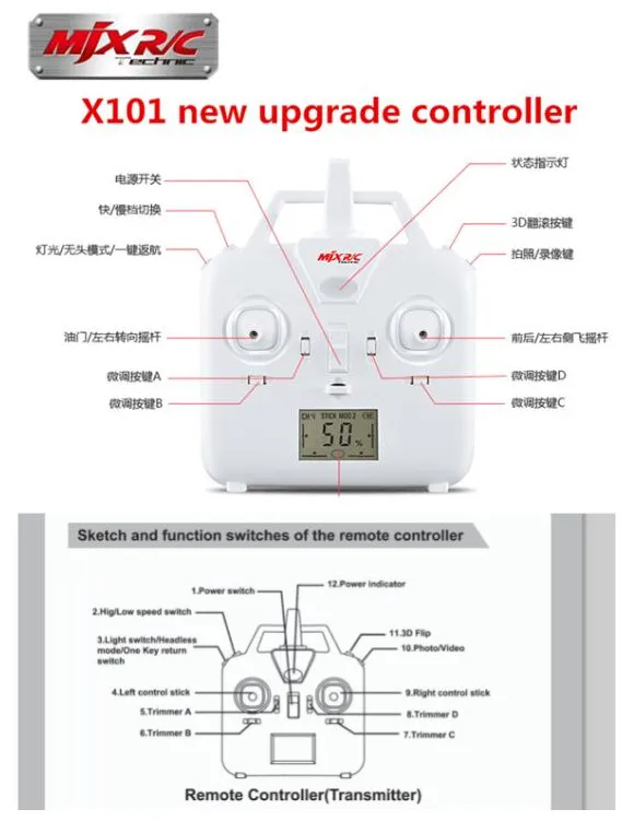 MJX X101 Квадрокоптер Дрон 2 4G RC 6 осевой можете добавить C4005 C4008 C4009 и поддержкой Wi Fi с
