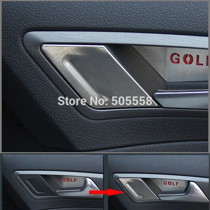 Для VW GOLF Mk7 VII внутренняя дверная ручка боковая накладка наклейка из нержавеющей стали автомобильные аксессуары