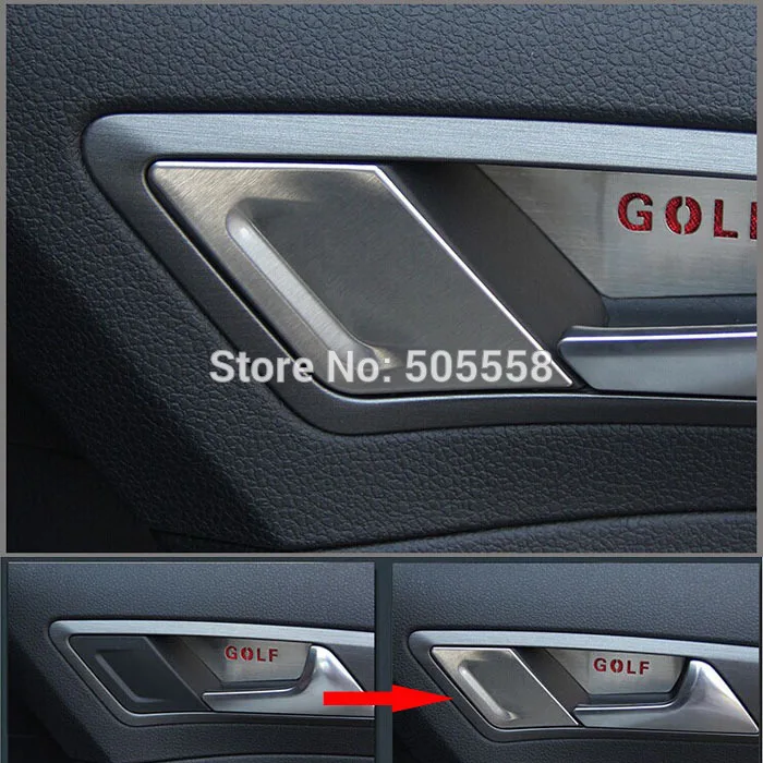 

FOR VW GOLF MK7 VII INTERIOR DOOR HANDLE SIDE TRIM COVER STICKER STAINLESS STEEL CAR ACCESSORIES