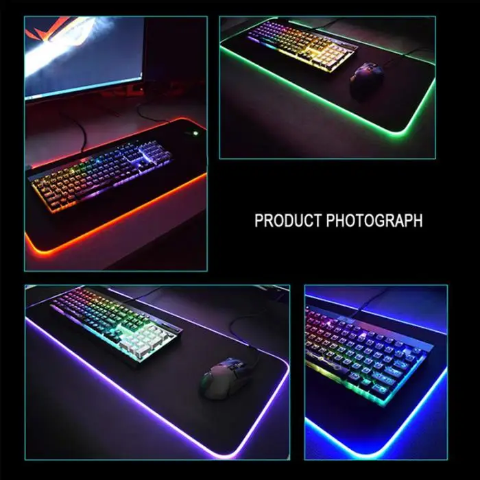 Игровой коврик для мыши RGB светящийся светодиодный Противоскользящий портативный для ПК компьютера ноутбука GT66