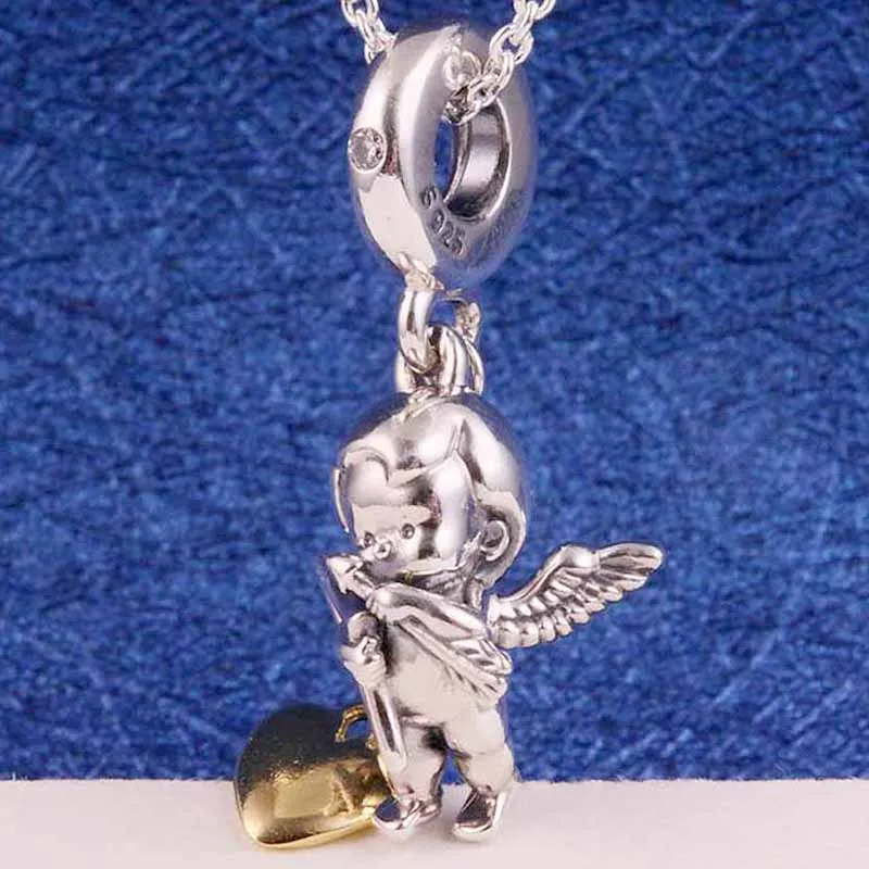 

New 925 Sterling Silver Charm The ultimate matchmaker With Gold Love Heart Pendant Beads Fit Pandora Bracelet Bangle Diy Jewelry