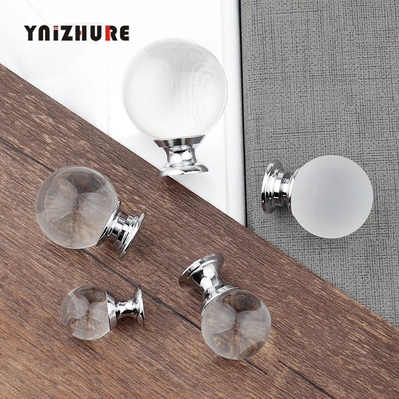 YNIZHURE New Brand 20-40mm Scrub Ball Design Crystal Glass Clear Knobs Cupboard Cabinet Pulls Kitchen Door Handles Drawer Handle ► Photo 2/6