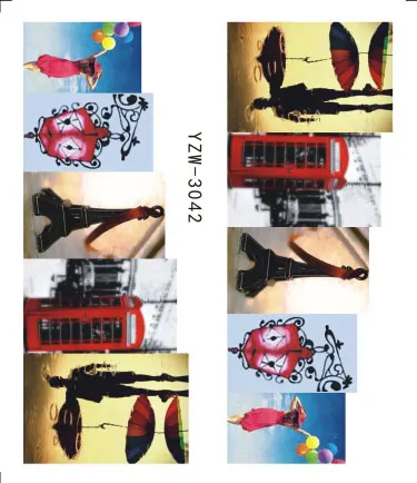 Unicorn лак для ногтей воды Стикеры «русалка» с рисунком из мультфильма; дизайн слайдера для ногтей Наклейка Красота фольги украшения - Цвет: YZW-3042