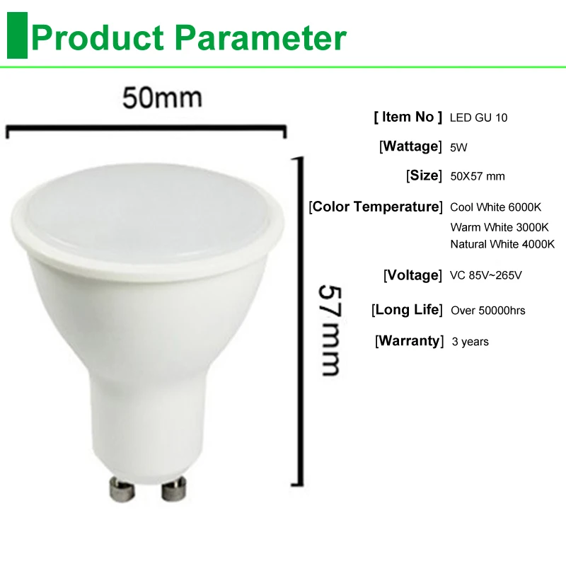 DC 12 В Mr16 светодио дный лампы Gu10 110 V 220 V прожекторы SMD 5730 затемнения лампы домашнего освещения белый pc + Алюминий реального ватт