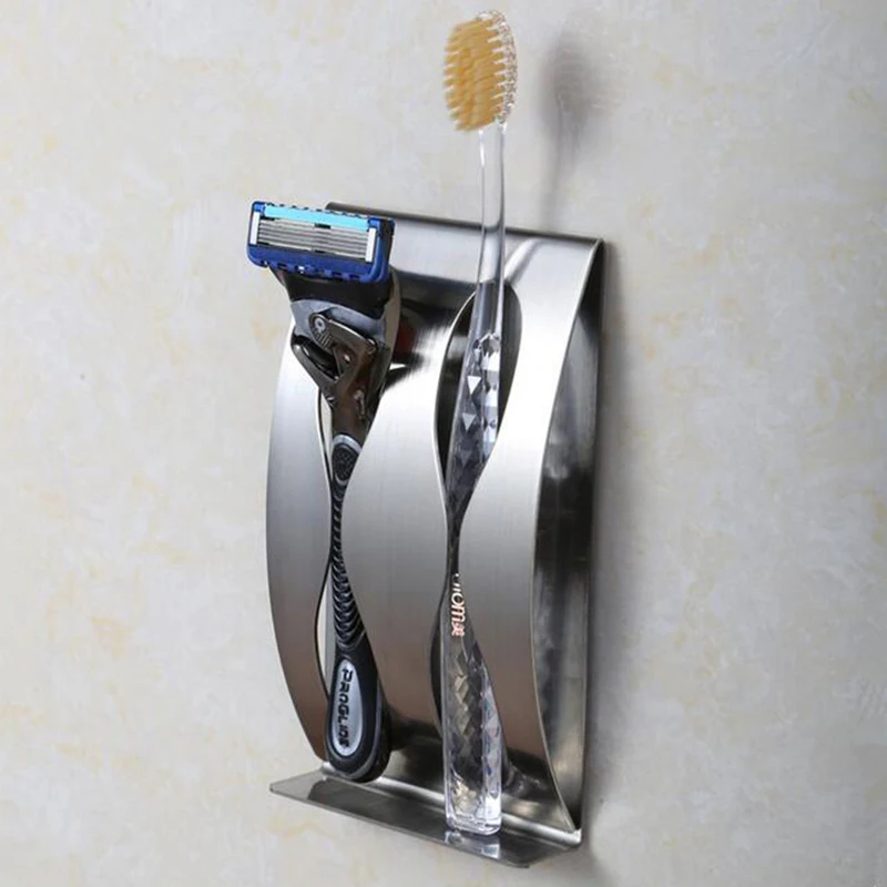 

Stainless Steel Wall Mount Toothbrush Holder 2/3 Hook Self-Adhesive Tooth Brush Organizer Box 1Pcs Bathroom Accessories