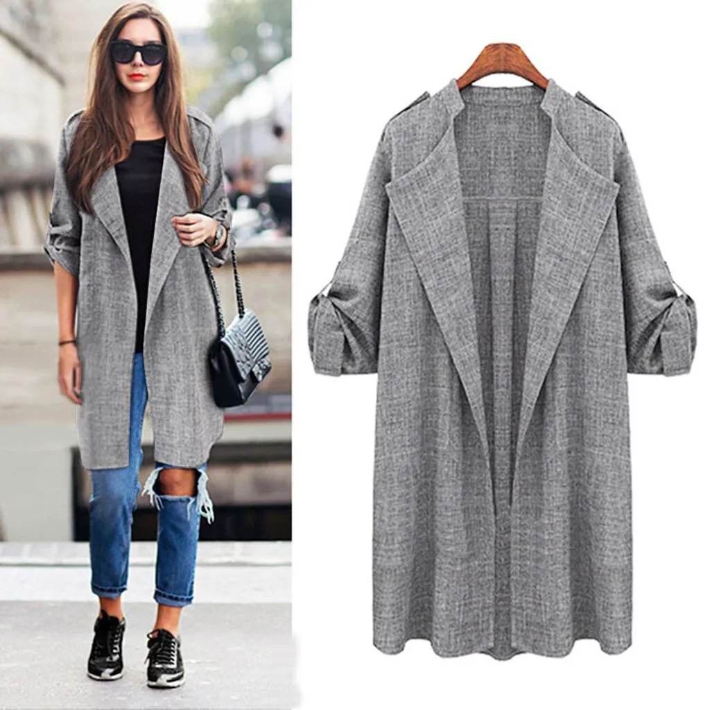 Autumn Spring Women Jackets plus size Open Front Coat Long Cloak ...