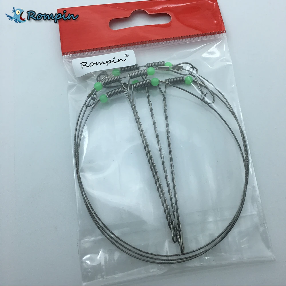 

Rompin 2pcs/lot Swivel String Fishing Hook Anti-Winding Practical Steel Sea Fishing Rigs Wire Leader Fishing Hooks Fishing Tools