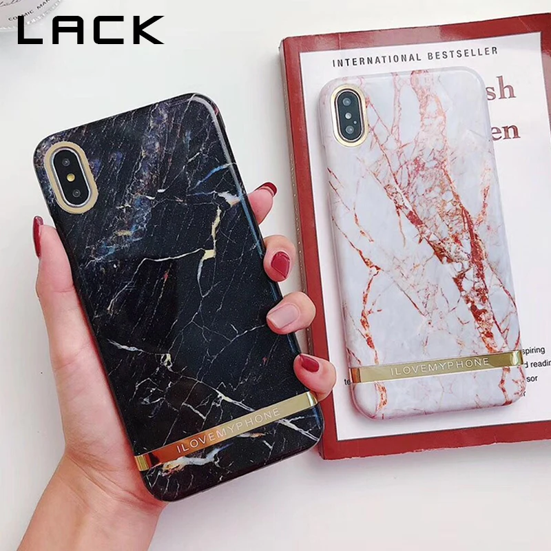 

LACK Fashion INS Style Marble Phone Case For iphone XS Max Case For iphone X XR 8 7 6 S Plus Cover Hard PC Gold Bar Letter Cases