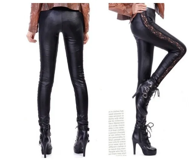 leather panel trousers