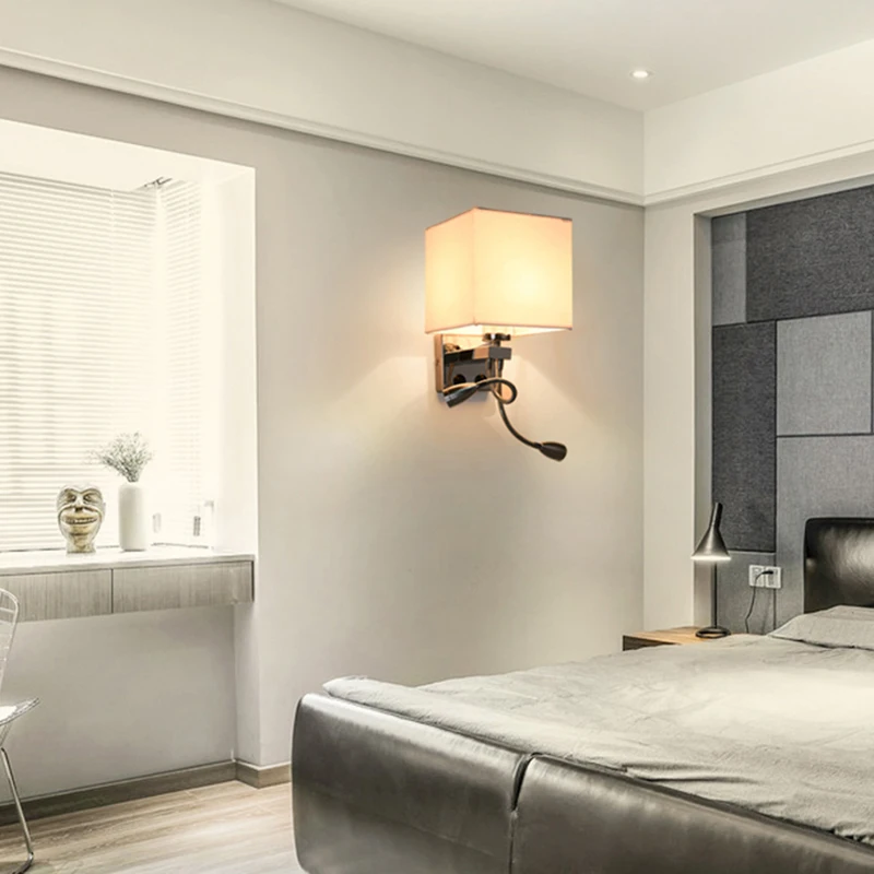 Modern Wall Sconce With Switch Bed Lamps 1 Or 2 Pcs 1w Led Modern Wall Sconce With Switch Bed Lamps 1 Or 2 Pcs 1w Led Reading Light Hose Rocker Arm Lighting Fabric Lampshade In Indoor