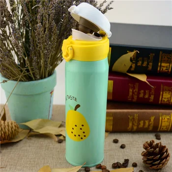 

350ML 500ML Outdoor Vacuum Insulation Water Bottle New Design Fruit Pattern child Thermocup Stainless Steel Thermos Bottle