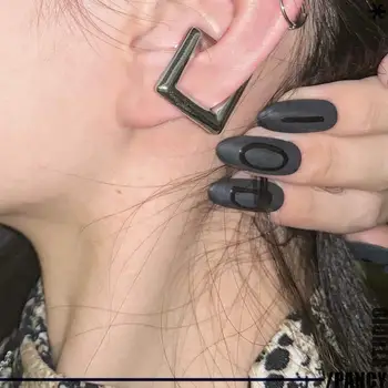 

Rongho Punk Metal Geometric Triangle Clip Earrings for Women Square Gothic Earring Female Brincos Ear Cuff Copper Earring