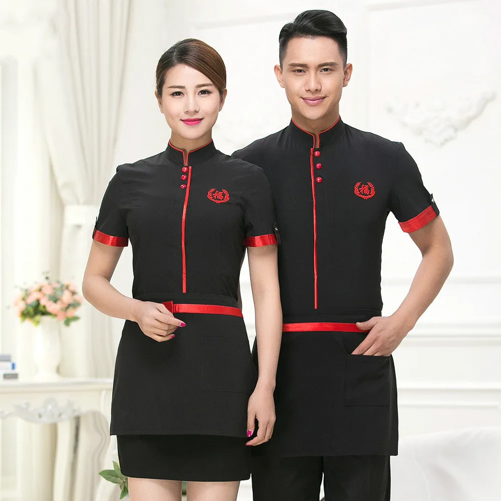 

Hotel Restaurant Waiter Work Clothes Short Sleeve Chef Work Uniform Waiter Waitress Coat Summer Work Wear Hotel Cook Uniforms18
