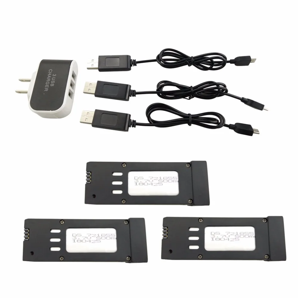

3PCS 3.7V 500mAh Lithium Battery with 3-in-1 U.S. regulations Charger for E58 S168 Quadcopter Backup Parts UAV Battery