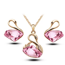 Классический кристалл лебедь мода безумные сережки ожерелье Ювелирный Набор LM-S147