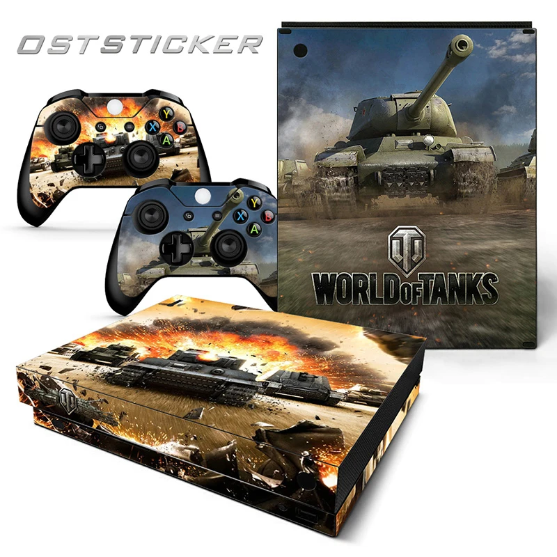 Бесплатная доставка OSTSTICKER мультфильм Мир танков игры Виниловые наклейки кожи Защитная крышка для Xbox One X консоли и контроллер