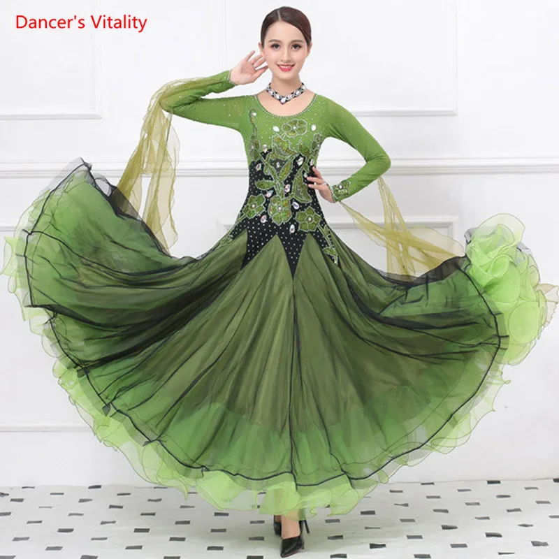 Роскошное платье для бальных танцев со стразами и блестками Женская одежда