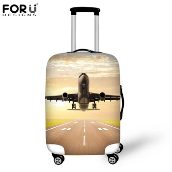 

FORUDESIGNS Aircraft Pattern Elastic Luggage Protective Cover Zipper Suit For 18-30 inch Trunk Case Travel Suitcase Covers Bags