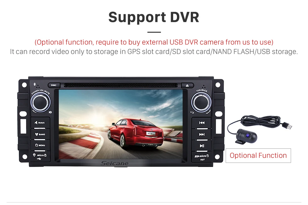 Sale Seicane 7" Android 7.1 1 DIN car DVD Radio GPS Bluetooth System for Jeep Grand Cherokee with USB WIFI AUX Support DAB 1080P DVR 14
