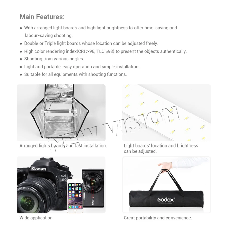 Godox LSD60 60*60 см светодиодный фотостудия палатка портативный светильник для съемки софтбокс с портативной сумкой для съемки небольших предметов