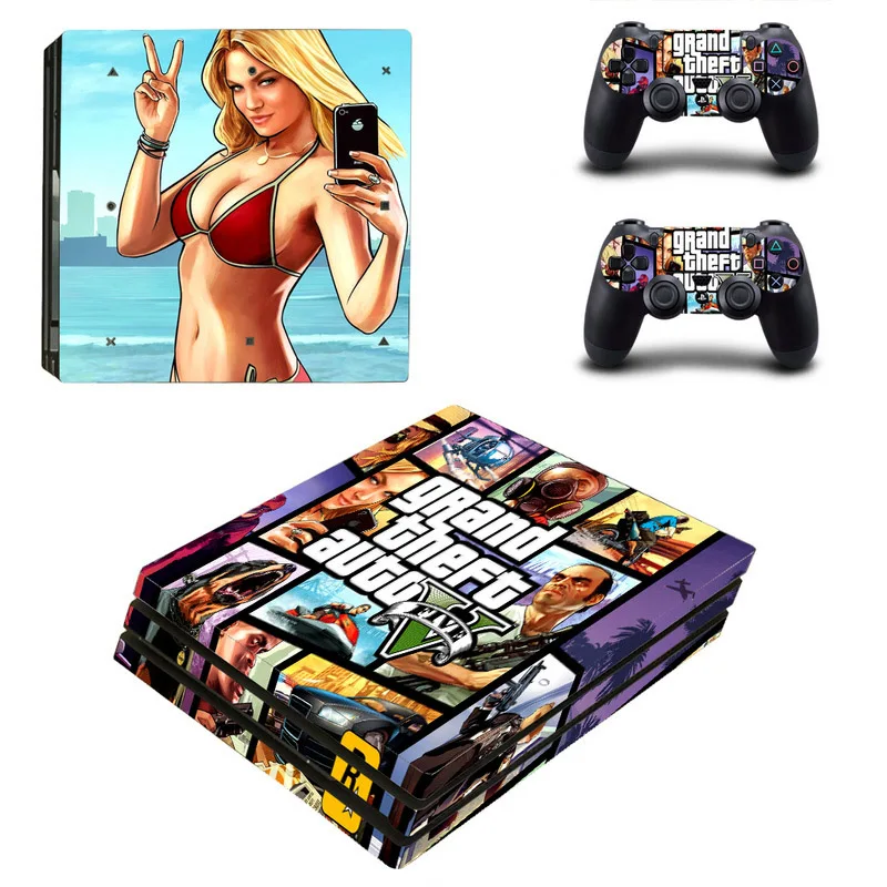 GTA стиль виниловая наклейка кожи для sony PS4 Pro консоли и 2 контроллеров игры [ad наклейка крышка аксессуары для игр - Цвет: 4
