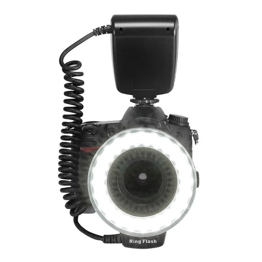 

48 Macro LED Ring Flash Bundle with LCD Display Power Control Adapter Rings and Flash Diffusers for Canon for Nikon DSLR