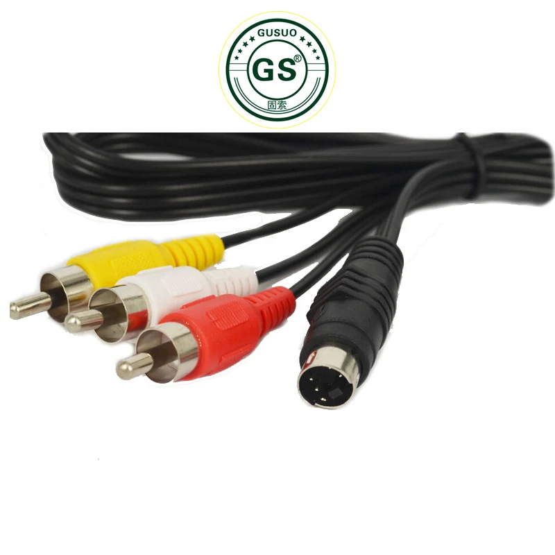 Кабель адаптера GuSou AV 4 контактный P штекер 3 RCA штекер/гнездо для ТВ кабеля