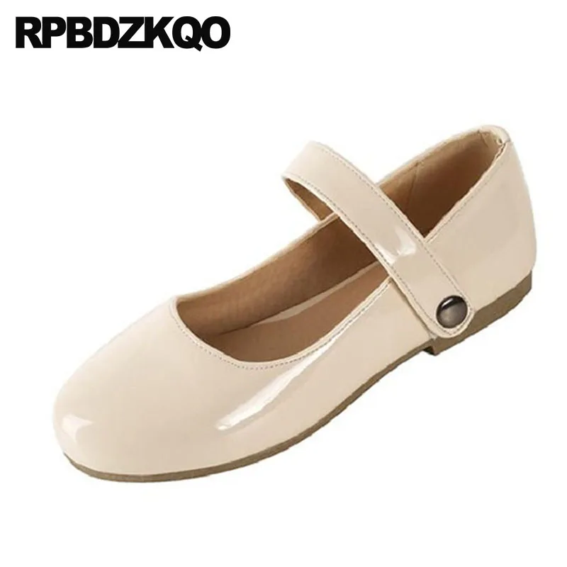 2018 Nude Mary Jane Patent Leather Flats Japanese School Slip On Cheap ...