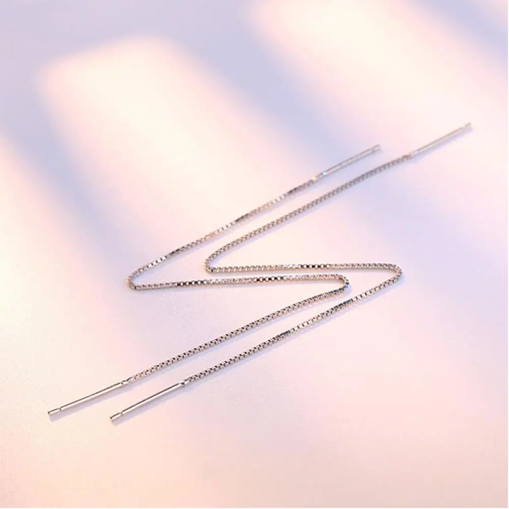 Новая мода 925 пробы Серебряные длинные серьги с кисточками 9 см-18 см цепочка серьги для женщин ювелирных изделий подарок