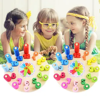 

Wooden Colorful Clock Counting Stacking Blocks Jigsaw Puzzle Education Kids Toy