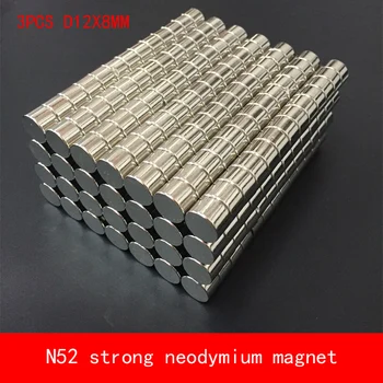 

3PCS D12*8mm round N52 Super powerful magnetic force neodymium magnets magnet N52 diameter 12X8MM